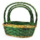 Oval Baskets with Handle - Green with Gold  Side Trim