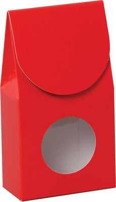 [32004C] Petite boîte gourmet avec fenêtre - Rouge  3½" x 1¾" x 6½"