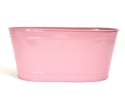 [7990PI] Oval Light Pink Metal Container  13½" x 7½" x 6"