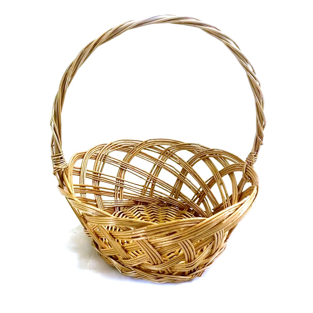 [514 [84]] Round Natural Willow Basket with Handle - 8½" x 4"