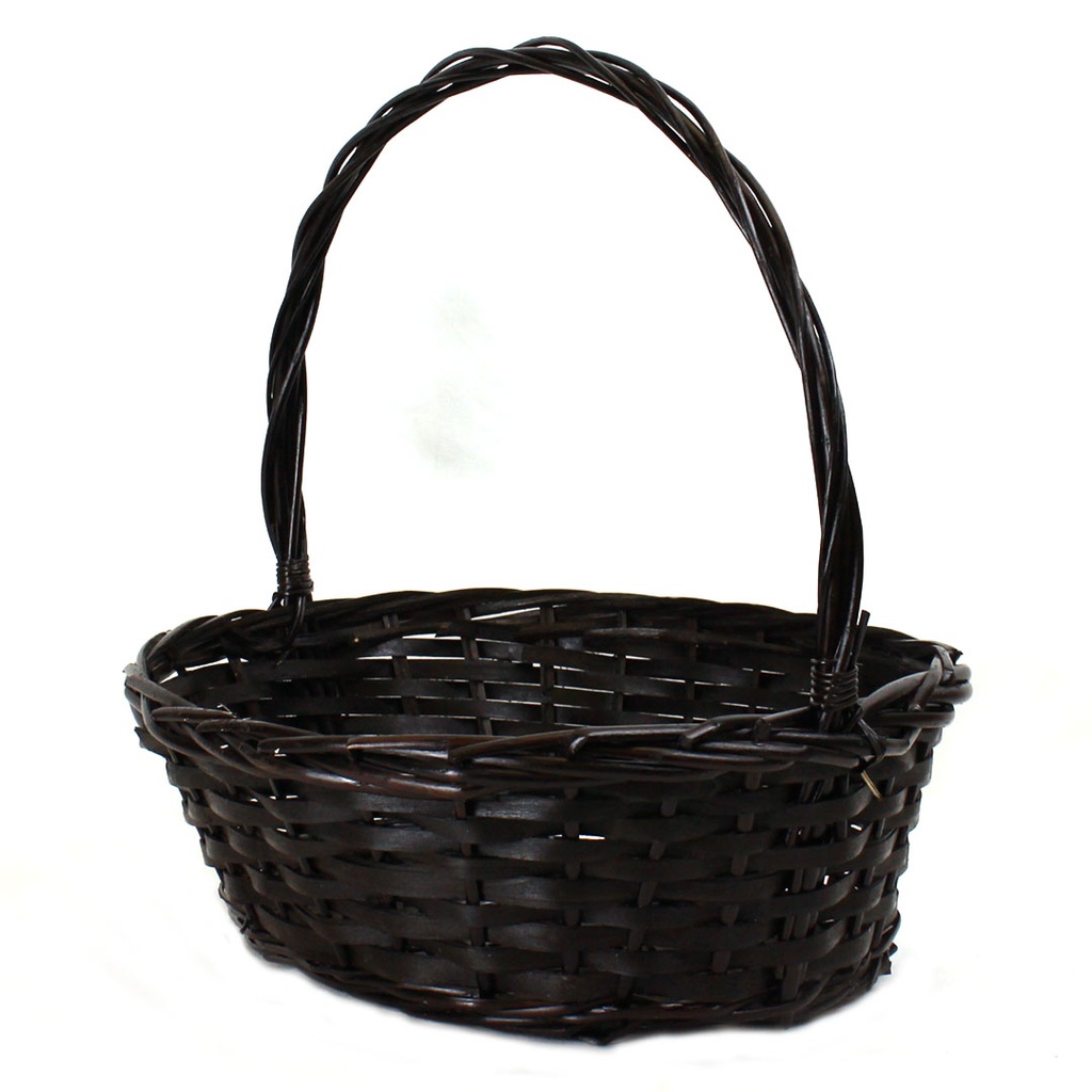 Oval Dark Brown Split Willow Baskets with Handle