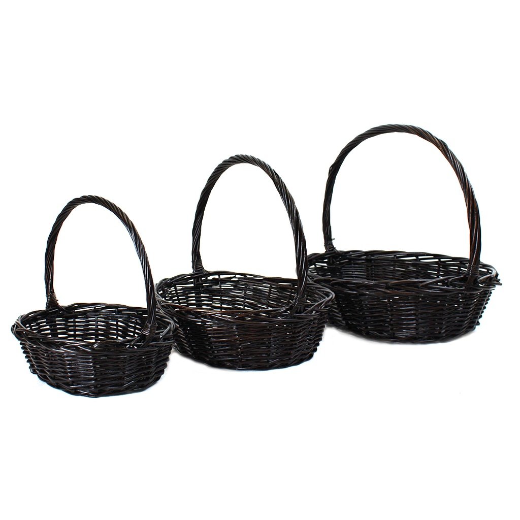 Dark Brown Oval Baskets With Handle 