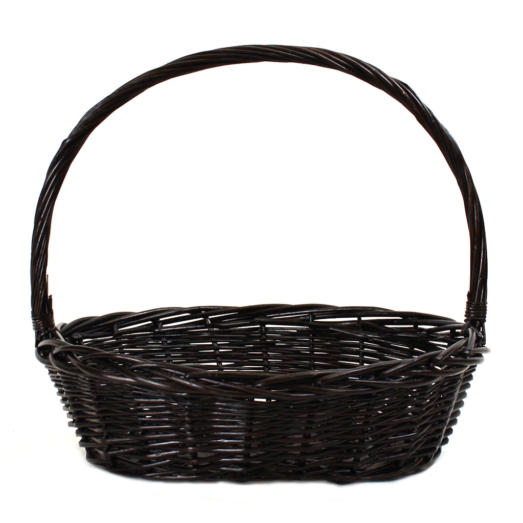 Dark Brown Oval Baskets With Handle 