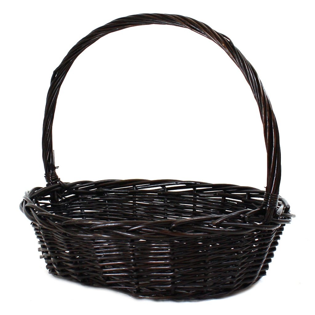 Dark Brown Oval Baskets With Handle 