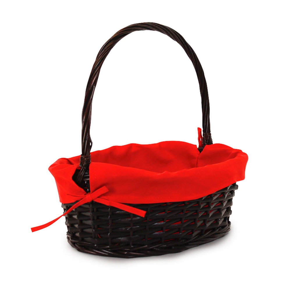 Oval Baskets With Red Liner & Handle side