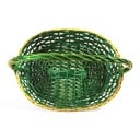 Oval Baskets with Handle - Green with Gold Trim  Top