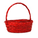 Oval Red Baskets with Handle side