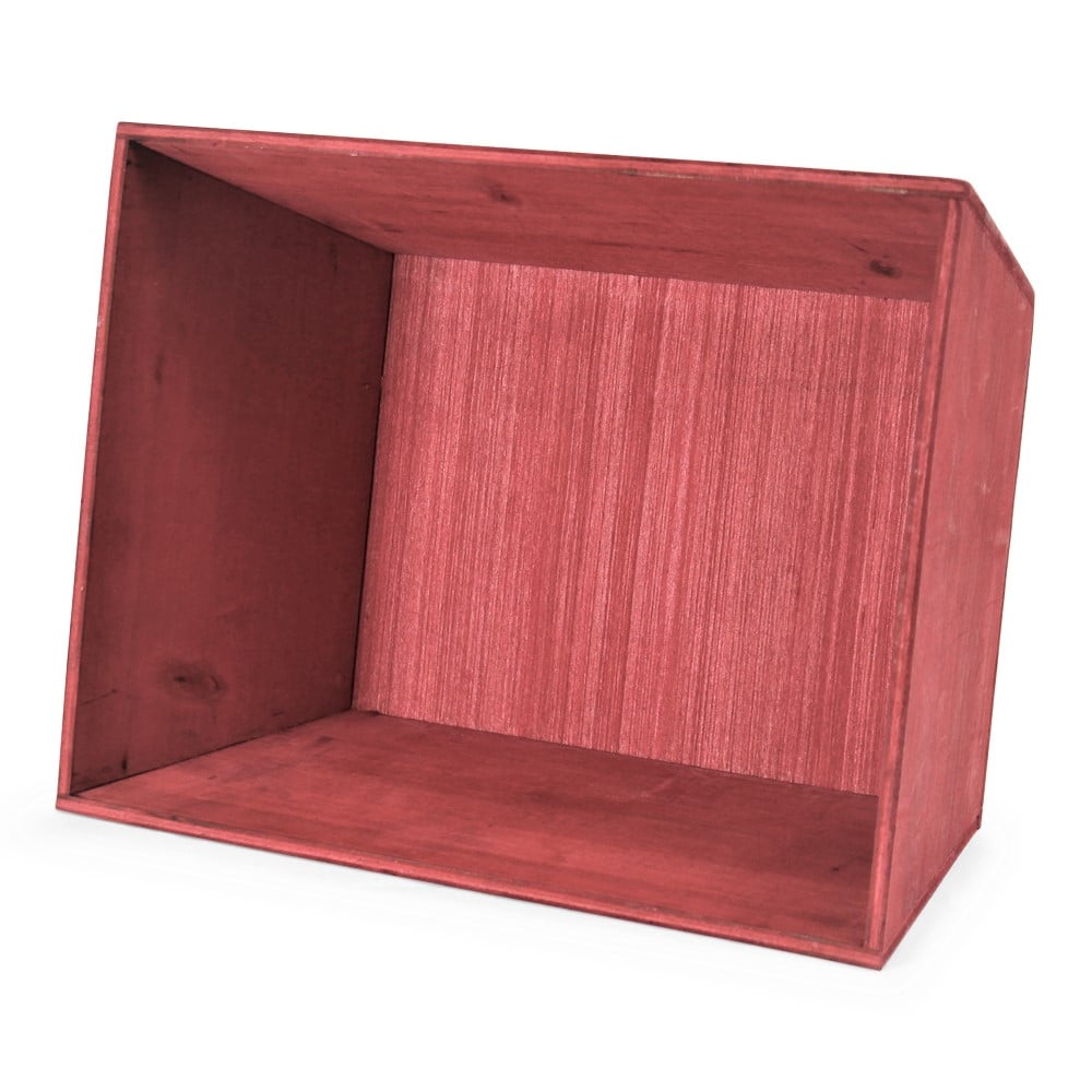 Rectangular Red Weathered Wood Container  12" x 9" x 5"   Top
