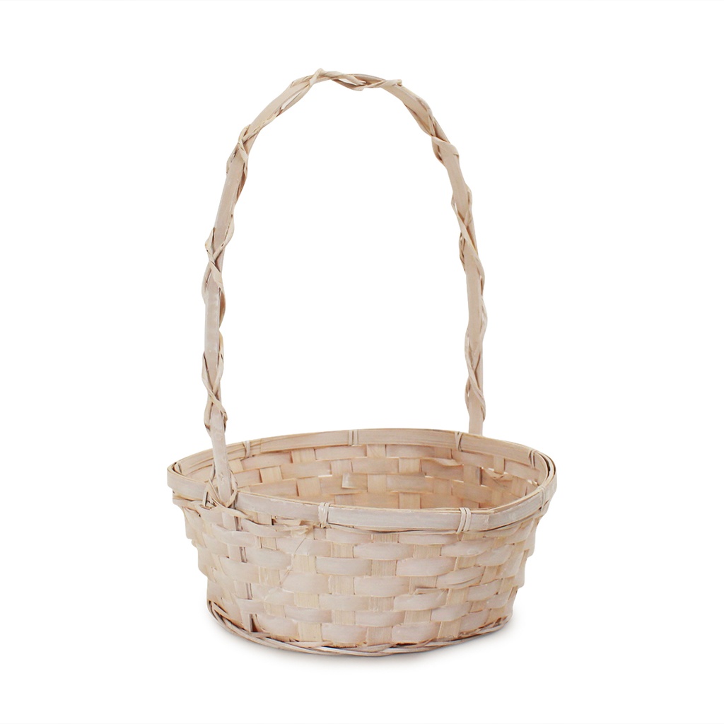 Antique White Round Baskets with Handle 