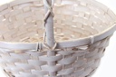 Antique White Round Baskets with Handle close