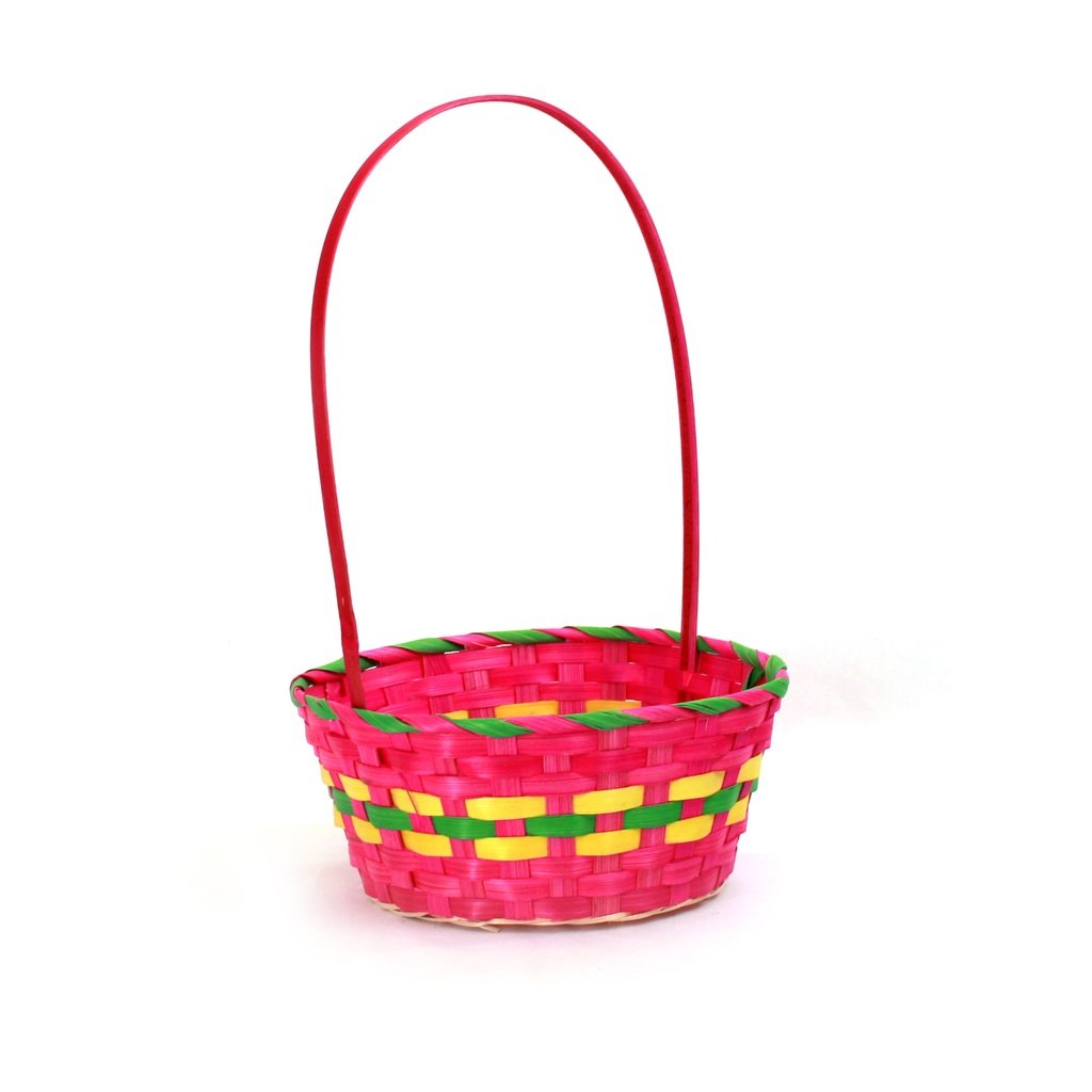 Multi Coloured Round Bamboo Baskets side