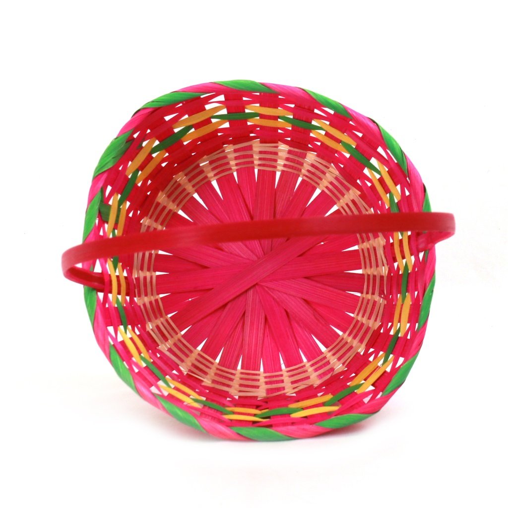Multi Coloured Round Bamboo Baskets top