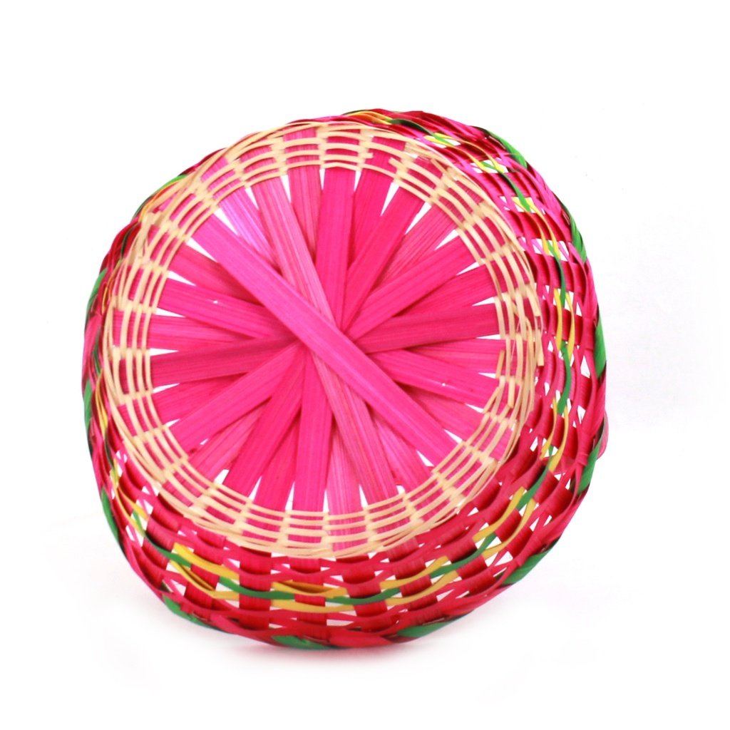 Multi Coloured Round Bamboo Baskets bottom