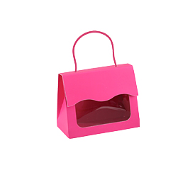 Small Gourmet Window Gift Tote - Fuchsia  5 1/8" x 2 5/8" x 4¼"