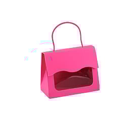 Small Gourmet Window Gift Tote - Fuchsia  5 1/8" x 2 5/8" x 4¼"