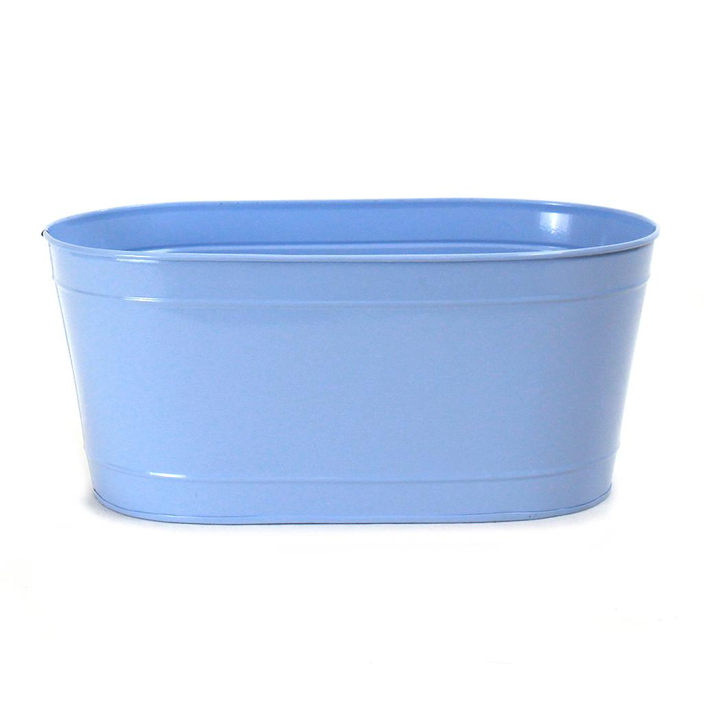 Contenant ovale en métal bleu pâle  13½" x 7½" x 6"