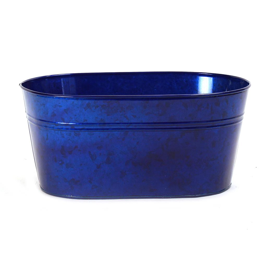 Oval Royal Blue Metal Container - 13'' x 8'' x 6''