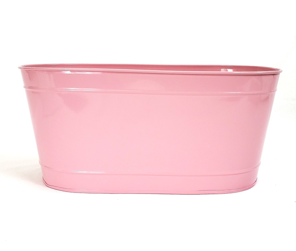 Contenant ovale en métal rose pâle  13½" x 7½" x 6"