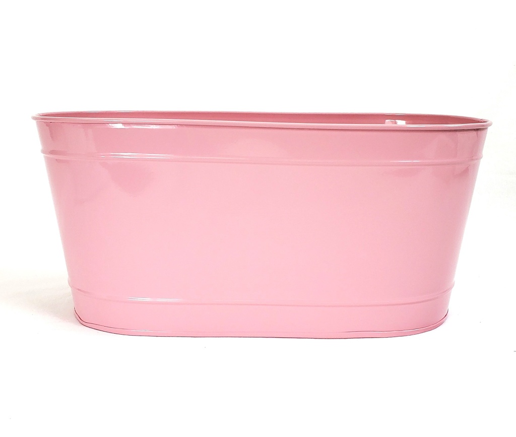 Oval Light Pink Metal Container  13½" x 7½" x 6"