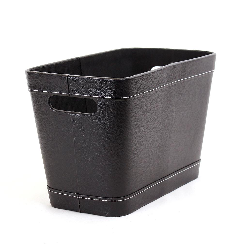 Rectangular Black Faux Leather Containers with Handles