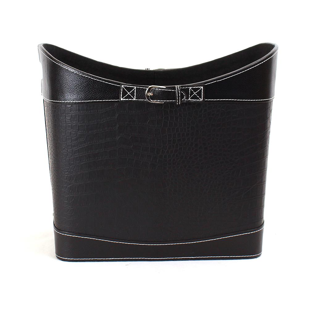 Contenant ovale en faux cuir avec boucle et poignées - 15" x 9" x 11"