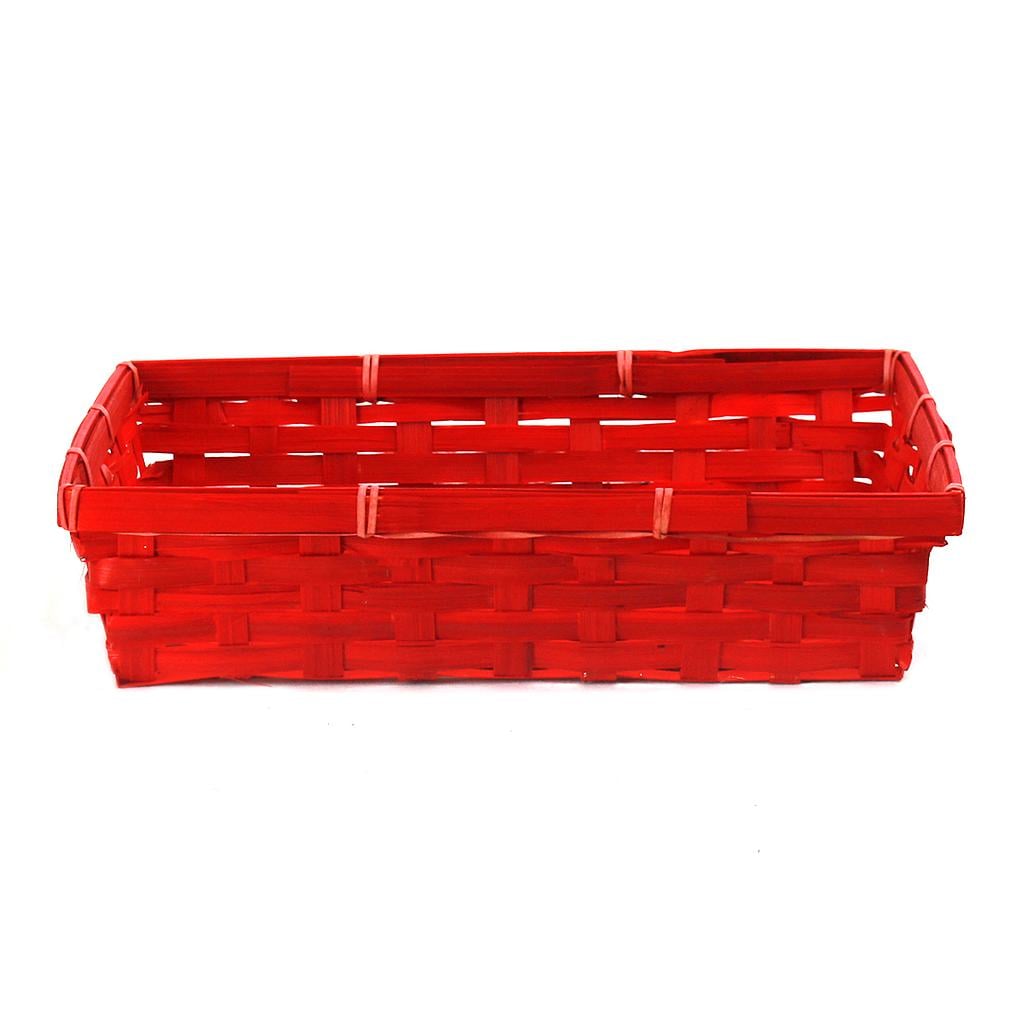 Rectangular Red Bamboo Basket - 12½" x 9½" x 3"
