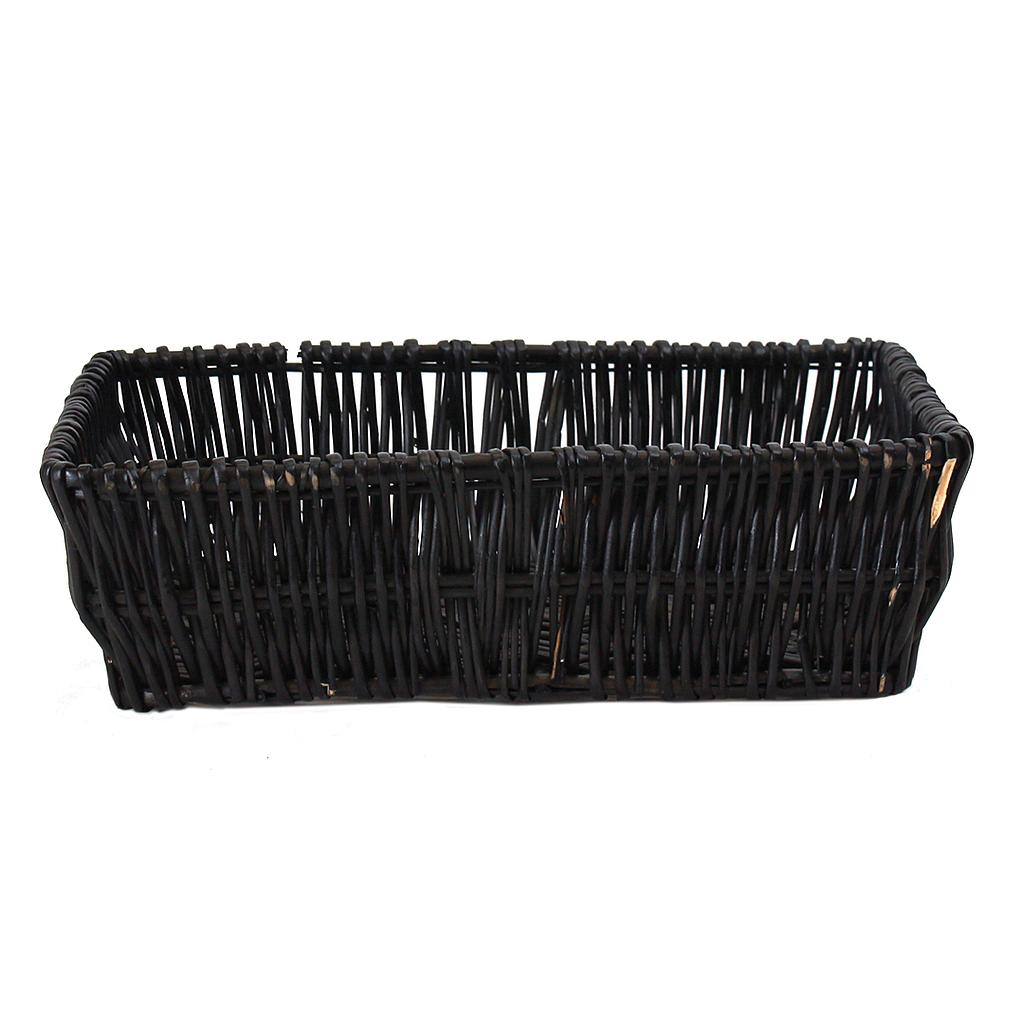  Rectangular Black Split Willow Basket - 16" x 12" x 4½"