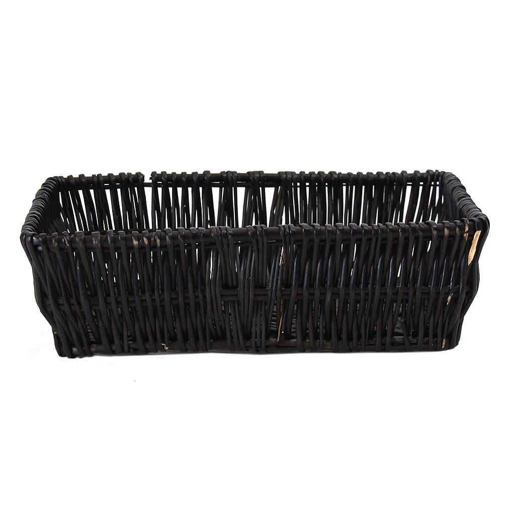 Panier rectangulaire en saule noir - 16" x 12" x 4½"