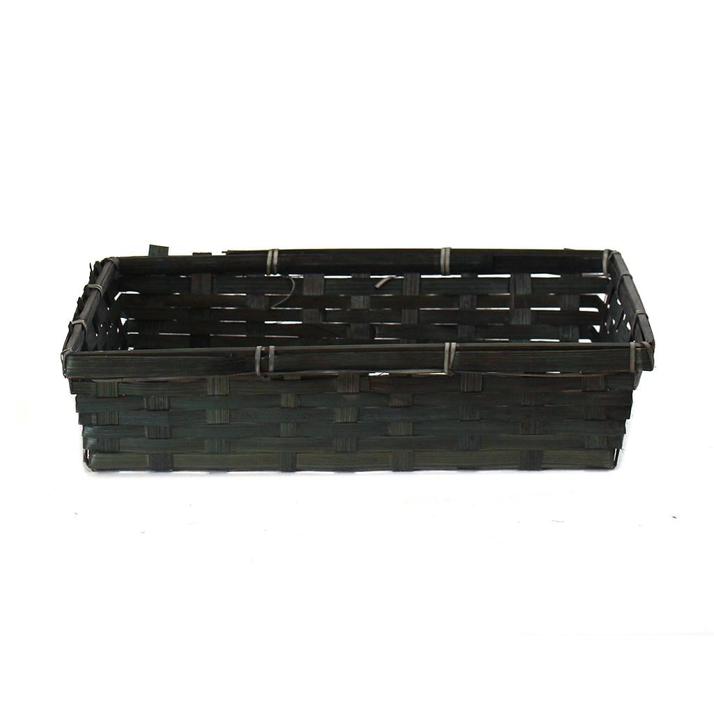 Panier rectangulaire en bambou noir - 12½" x 9½" x 3"