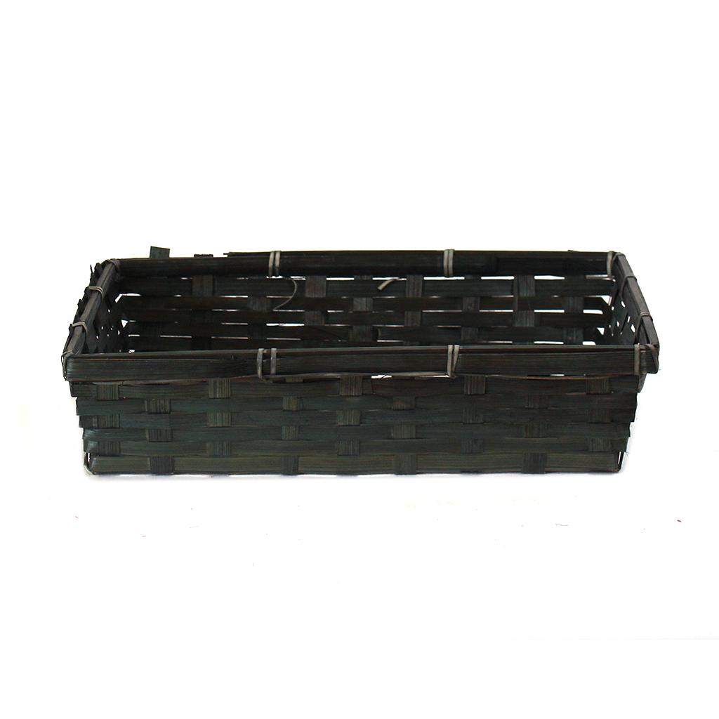 Rectangular Black Bamboo Basket - 12½" x 9½" x 3"