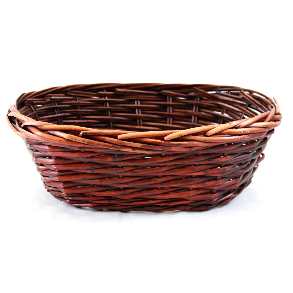 Panier ovale en saule fendu bicolore brun - 14½'' x 11'' x 5''