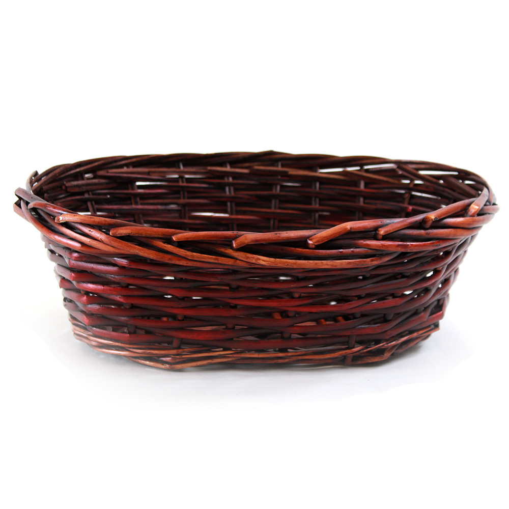 Oval Two-Tone Red Split Willow Basket  - 14½'' x 11'' x 5''