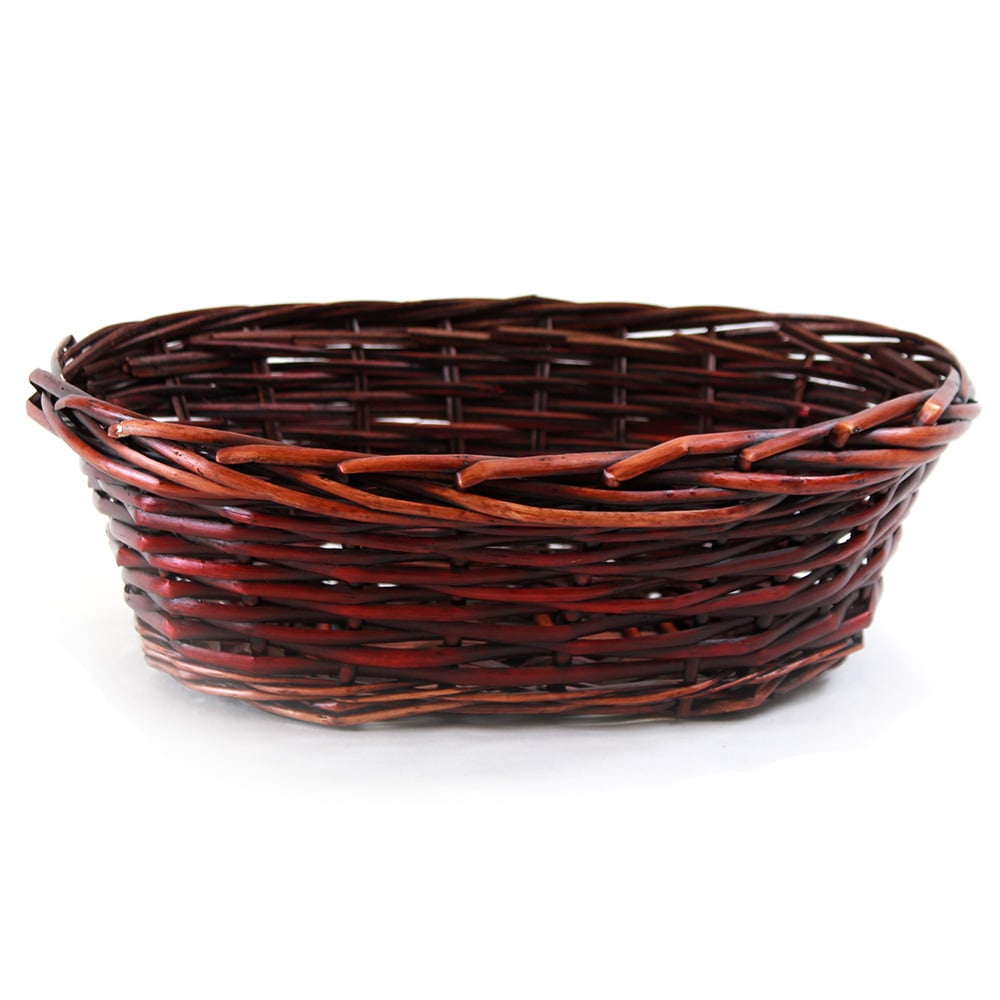 Oval Two-Tone Red Split Willow Basket - 14½'' x 11'' x 5''
