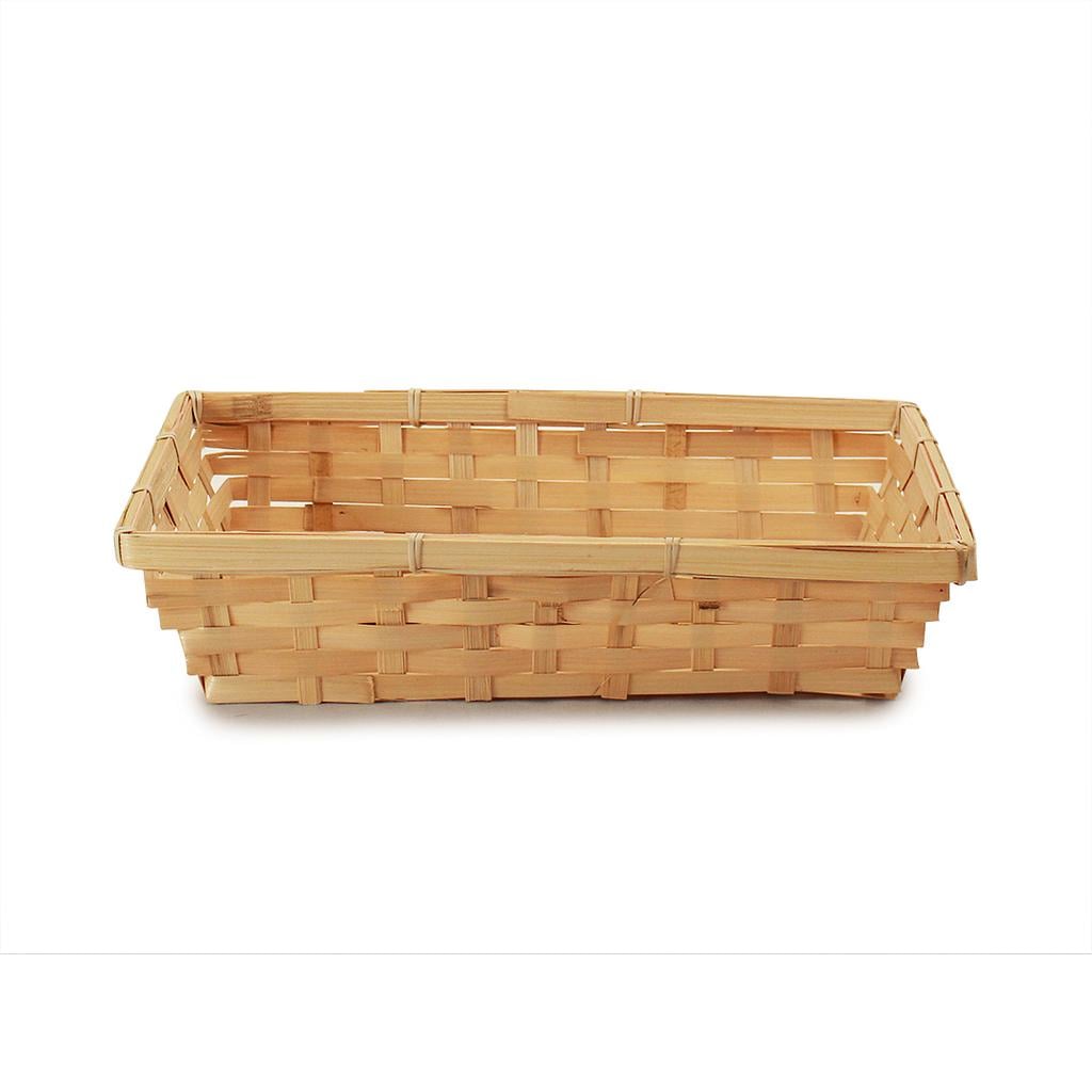 Panier rectangulaire en bambou naturel - 12½" x 9½" x 3"