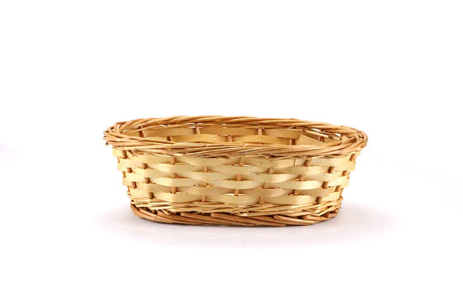 Panier ovale en saule fendu naturel bicolore -  10" x 7" x 3"