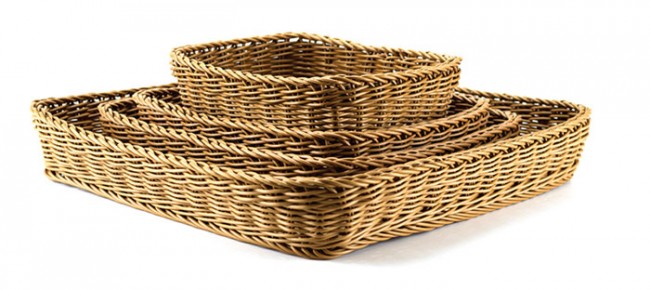 Synthetic Rectangular Brown Baskets