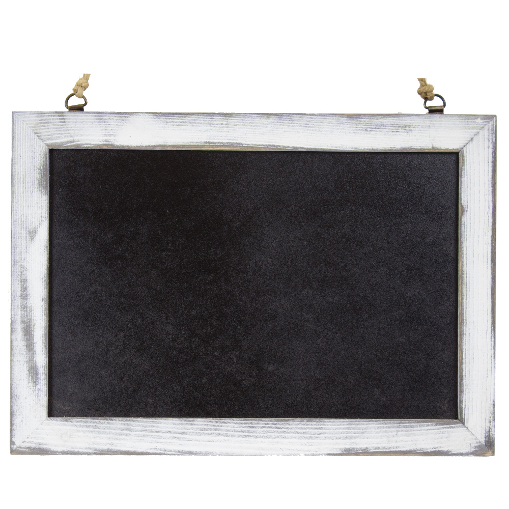 Enseigne en ardoise avec bordure en bois blanc vieilli 12'' x 8½''