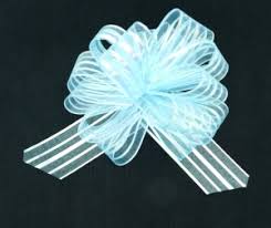 5" Sheer Satin Pull Bows - Light Blue (pack of 50)