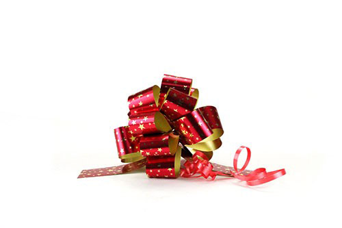 5" Metallic Pull Bows - Red with Gold Stars (pack of 50)