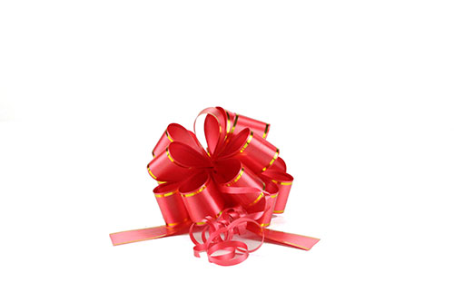 5" Satin Pull Bows - Red with Gold Trim (pack of 50)