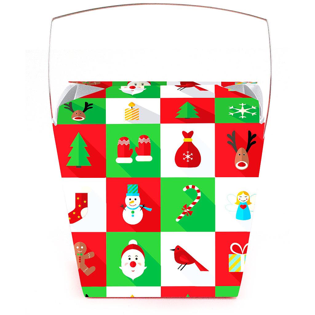 Medium 1 pint Take Out Pail - Xmas Squares (pack of 25)