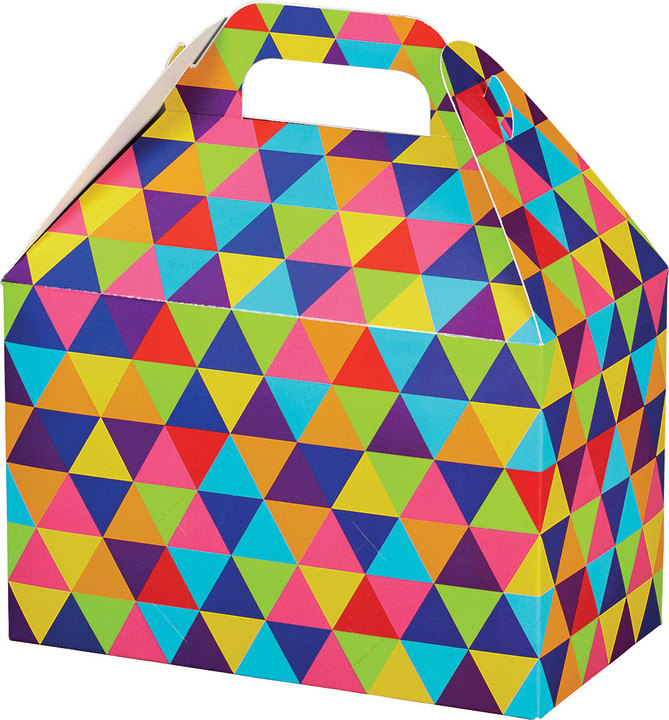 Boîte avec poignée - Triangles multicolores 8½" x 5" x 5½"