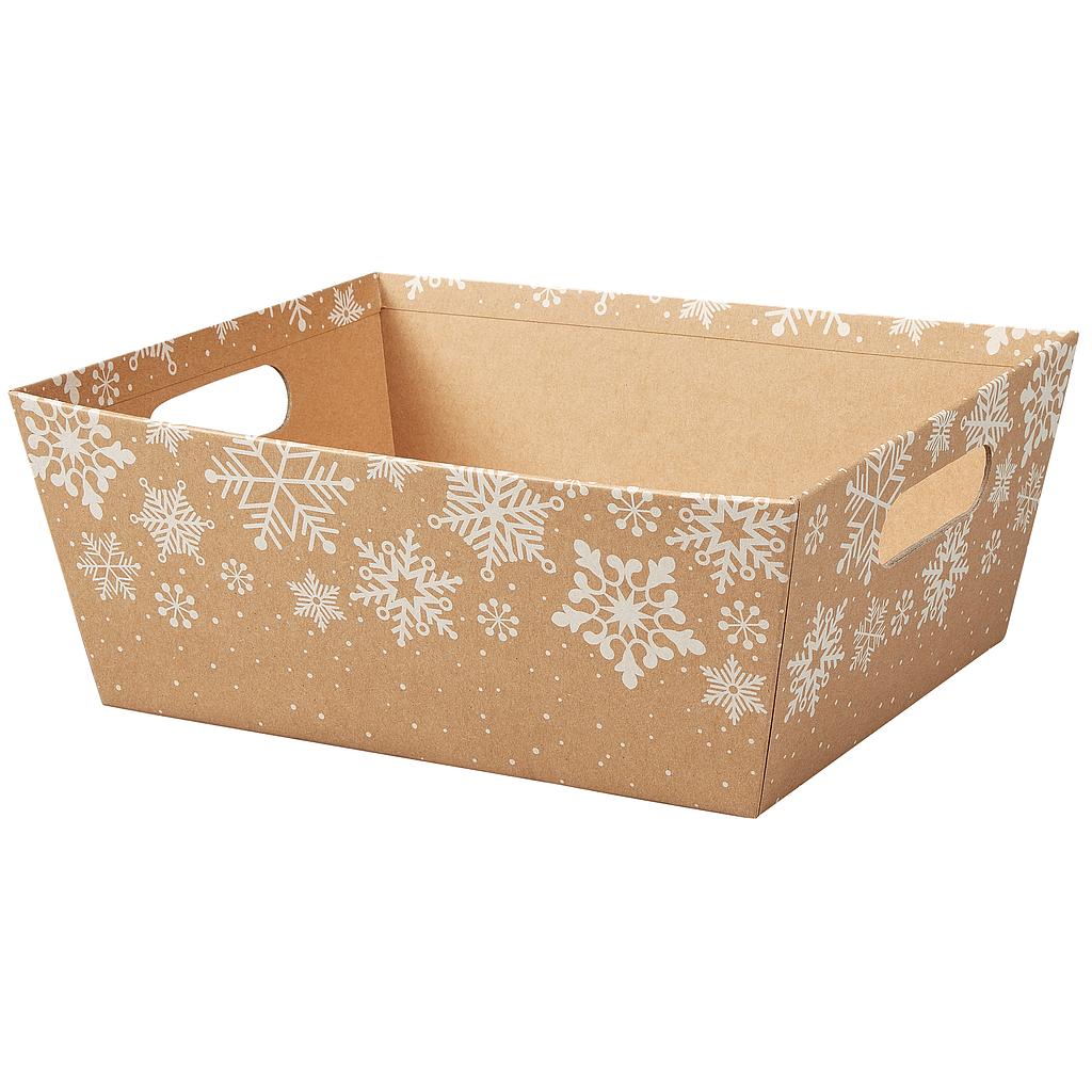 Market Tray - Kraft Snowflakes - 12" x 9" x 3½"