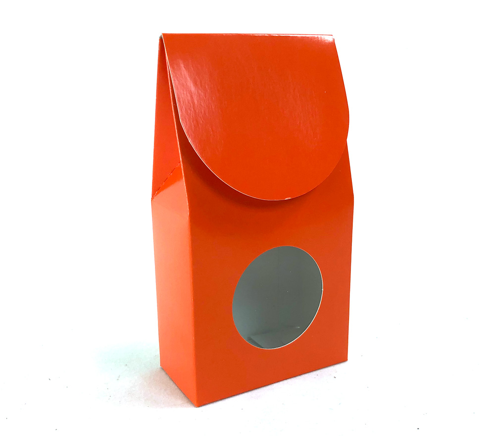 Petite boîte gourmet avec fenêtre - Orange  3½" x 1¾" x 6½"