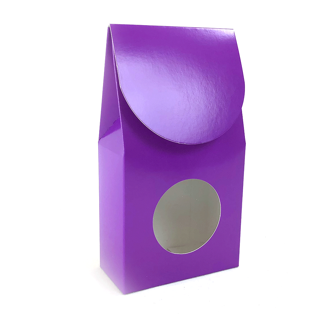 Petite boîte gourmet avec fenêtre - Violet  3½" x 1¾" x 6½"