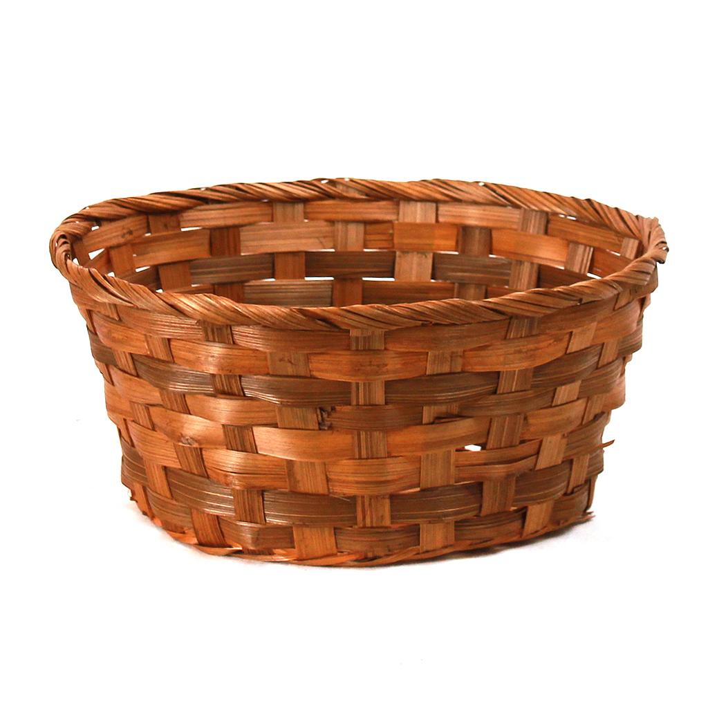 Round Brown Bamboo Basket - 9" x 4"