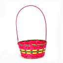 Round Multi Coloured Bamboo Baskets with High Handle