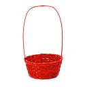 Round Red Bamboo Baskets with High Handle