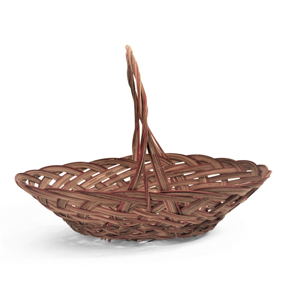 Panier en coco naturel avec accent rouge et anse - 17'' x 13'' x 4½'