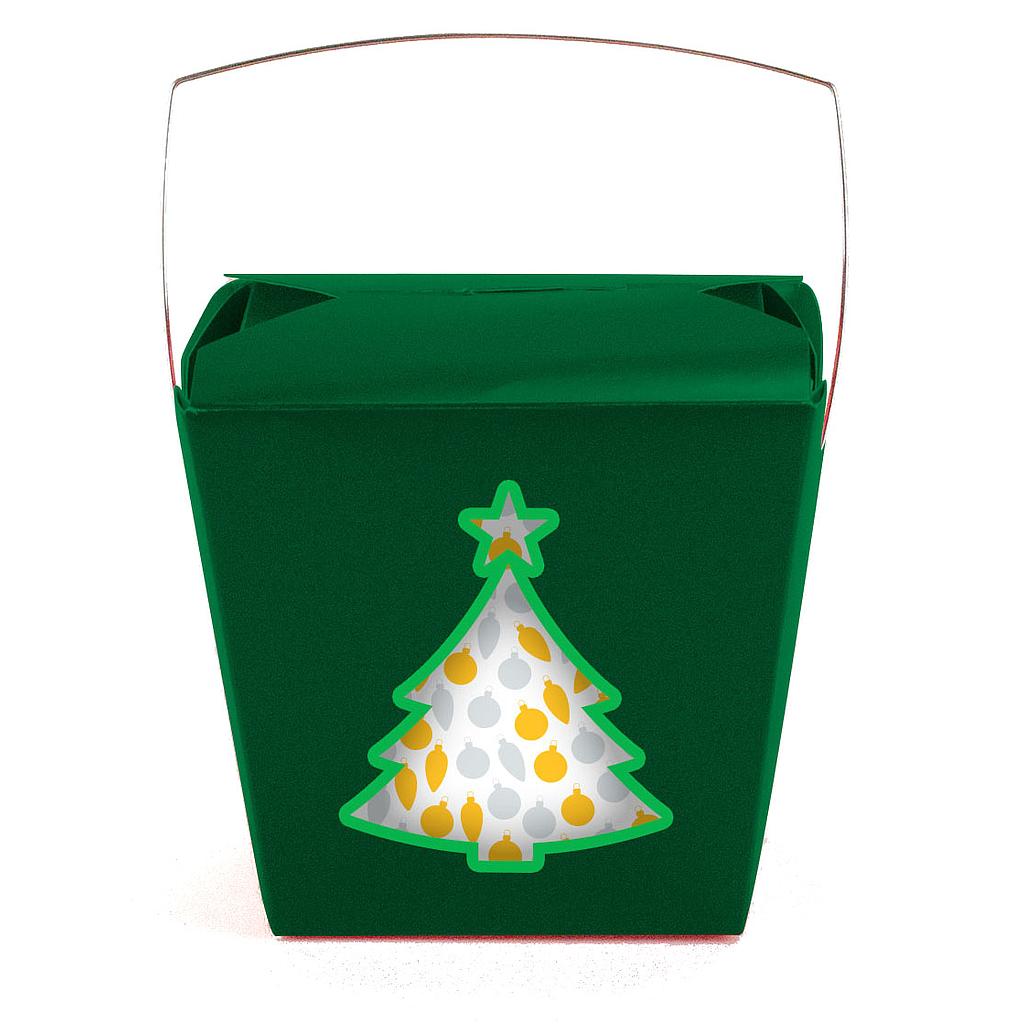 Large 2 pint Take Out Pail with Christmas Tree Cut-Out - Dark Green